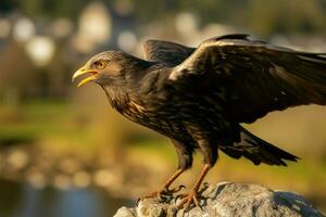 común zopilote buteo buteo en majestuoso medio aire vuelo ai generado foto