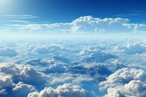 Elevated view against cloud current backdrop Serene high altitude perspective, natures artistry AI Generated photo