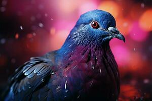 Blurred background enhances the abstract silhouette of a pigeon concept AI Generated photo