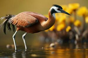 el elegante africano jacana, conocido como actophilornis africanus ai generado foto