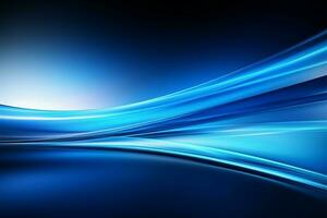 Smooth luminous streaks on a calming blue background create visual harmony AI Generated photo