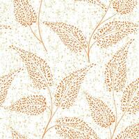 Floral autumn seamless pattern. Fall leaves forest texture. Floral branches with dotted leaves winter background vector