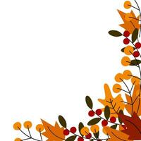 Abstract Thanksgiving corner frame with copy space and various autumn branches in trendy fall shades vector