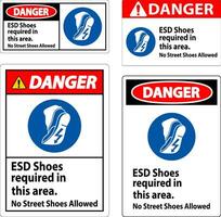 Danger Sign ESD Shoes Required In This Area. No Street Shoes Allowed vector