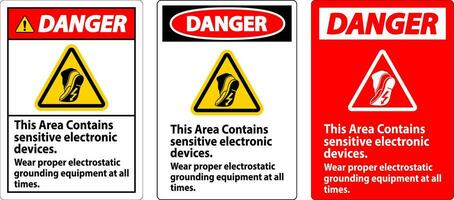 Danger Sign This Area Contains Sensitive Electronic Devices, Wear Proper Electrostatic Grounding Equipment At All Times vector