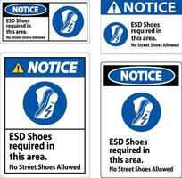 Notice Sign ESD Shoes Required In This Area. No Street Shoes Allowed vector