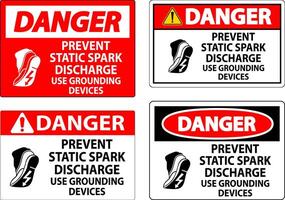 Danger Sign Prevent Static Spark Discharge, Use Grounding Devices vector