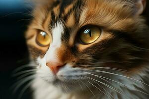 arriba cerca gato retrato vitrinas intrincado belleza con maravilloso claridad ai generado foto