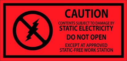 Fluorescent Red Anti-Static Labels Caution Do Not Open vector