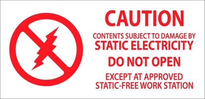 Fluorescent Red Anti-Static Labels Caution Do Not Open vector