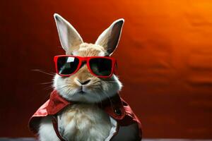 Stylish bunny sports glasses, standing out against an uncluttered canvas AI Generated photo