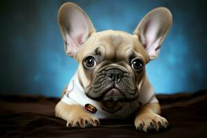 Captivating French Bulldog puppy portrait brings out its endearing hilarity AI Generated photo