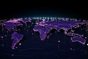 tecnología infundido. 3d mundo mapa antecedentes mejora moderno temas dinamicamente ai generado foto