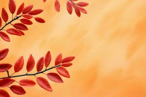 Autumns allure orange backdrop adorned by vibrant red rowan leaves AI Generated photo