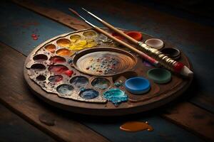 Wooden Color Palette for Painting Artists, photo