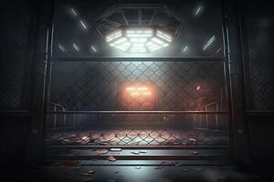 Fighting ring surrounded by a fence, photo