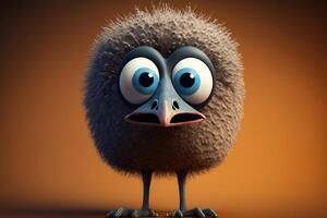 Illustration of a Cute Sad Cartoon Ostrich Character, photo