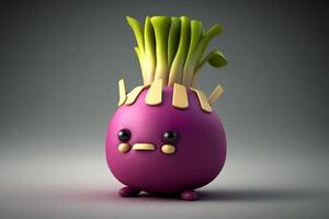 Cute Cartoon Radish Character Running in Motion, photo