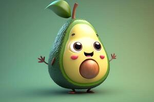 Cute 3D Cartoon Character of an Avocado, photo