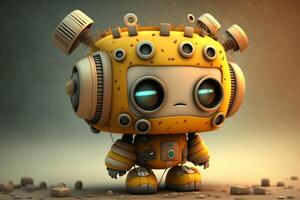 Cute 3D Cartoon Robot Character created with technology photo