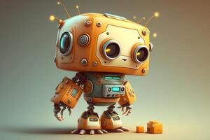 Cute 3D Cartoon Robot Character created with technology photo