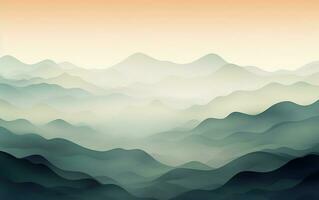 Misty Mountain Serenity, Tranquil Gradient Background, Generative Ai photo