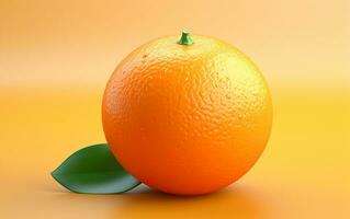 A realistic illustration of a single orange with a minimalist design on a light background, Generative Ai photo