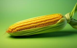 A realistic illustration of a single corn with a minimalist design on a mocca background, Generative Ai photo