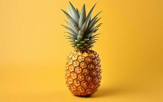 A realistic illustration of a single pineapple with a minimalist design, Generative Ai photo