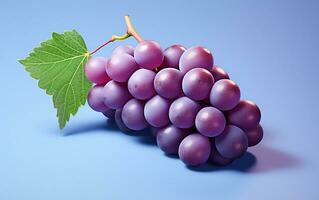 A realistic illustration of grapes with a minimalist design on a lavender background, Generative Ai photo