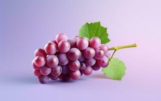 A realistic illustration of grapes with a minimalist design on a lavender background, Generative Ai photo