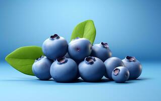 Vibrant and minimalist representation of realistic blueberries, Generative Ai photo