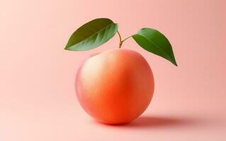 Vibrant and minimalist representation of a realistic peach on a solid background, Generative Ai photo