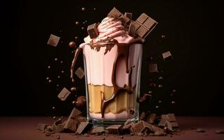 Chocolate Shake with Decadent Chunks, Generative Ai photo