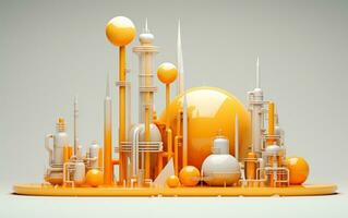 A 3D minimalistic representation of industrial chemicals orange, Generative Ai photo