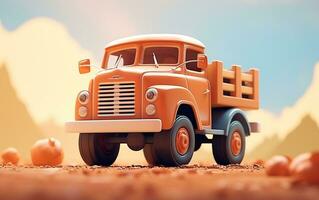 Highly detailed 3D clay cartoon art of a simple truck, Generative Ai photo