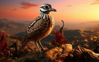 Ula-ai-hawane bird - Full body 3D render, Generative Ai photo