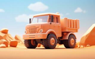 Highly detailed 3D clay cartoon art of a simple truck, Generative Ai photo