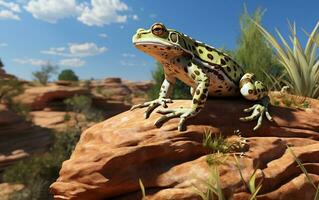 Full-body 3D illustration of the Vegas Valley Leopard Frog, Generative Ai photo