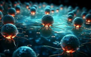 3D Illustration of cancer cells, World Breast Cancer Day photo