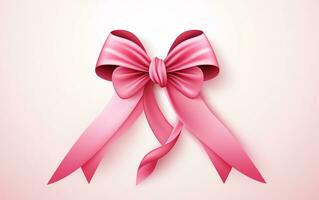 Pink ribbon breast cancer on pink background, World Breast Cancer Day photo