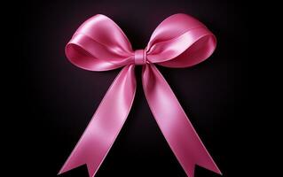 Pink ribbon breast cancer on pink background, World Breast Cancer Day photo