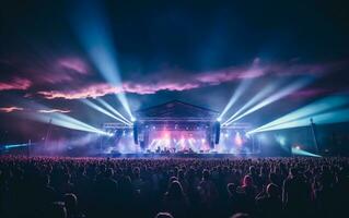 Vibrant Melodies A Photo of an Open Air Concert Crowd Partying Generative Ai