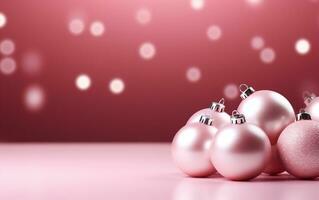 Pink Christmas Delights Decorations on a Pink Background. Generative Ai photo