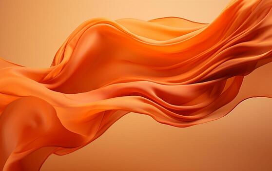 Whirling Citrus Orange Fabric Blowing in the Wind on Orange Background. Generative Ai photo