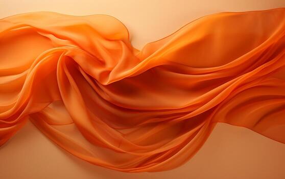 Whirling Citrus Orange Fabric Blowing in the Wind on Orange Background. Generative Ai photo