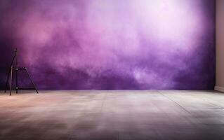 Amethyst Dream Perspective Floor Backdrop in a Purple Room, Generative Ai photo