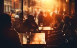 café tienda con un borroso fondo, generativo ai foto