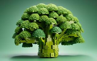 Lego Crafted into a Broccoli Shape, Generative Ai photo