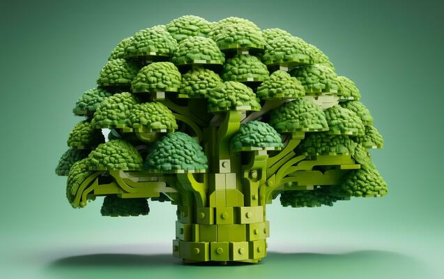 Premium AI Image  Lively Lego Soldier Dressed As Broccoli Organic